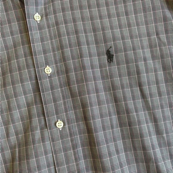 Ralph Lauren Blake 100% Two-Ply Cotton Dress Shirt Grey/Pink/White Stripes M - Picture 8 of 11